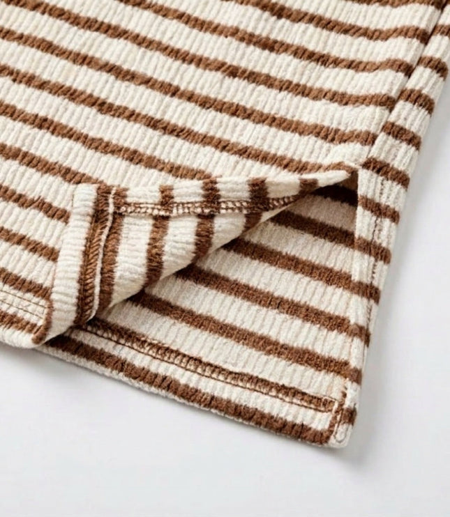 Women's Striped Relaxed Fit Short Sleeve Knit Top
