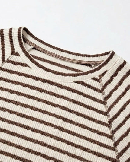 Women's Striped Relaxed Fit Short Sleeve Knit Top