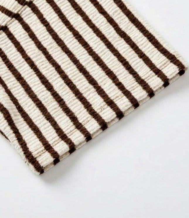 Women's Striped Relaxed Fit Short Sleeve Knit Top