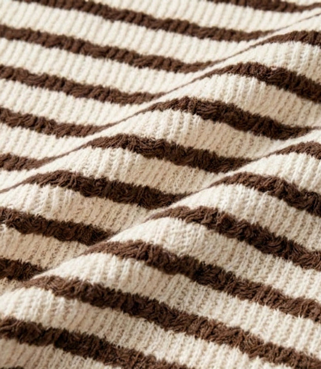Women's Striped Relaxed Fit Short Sleeve Knit Top