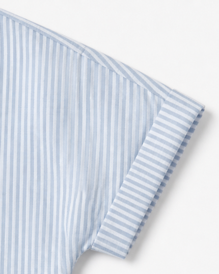 Women's Striped Short Sleeve Henley Button Top