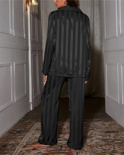 Women's Striped Two-Piece Pajamas in Satin