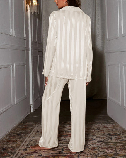 Women's Striped Two-Piece Pajamas in Satin