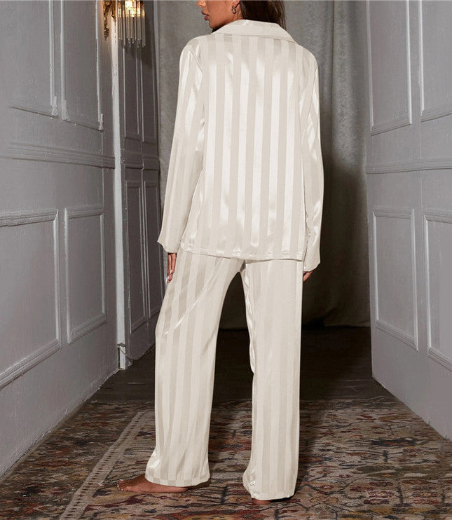 Women's Striped Two-Piece Pajamas in Satin