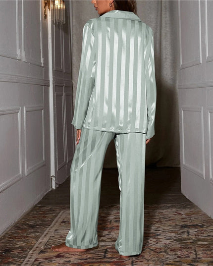 Women's Striped Two-Piece Pajamas in Satin