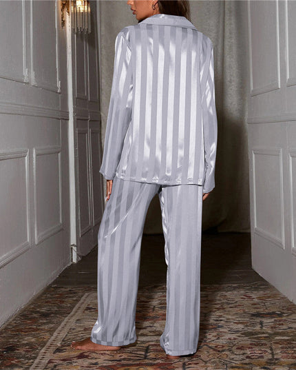 Women's Striped Two-Piece Pajamas in Satin