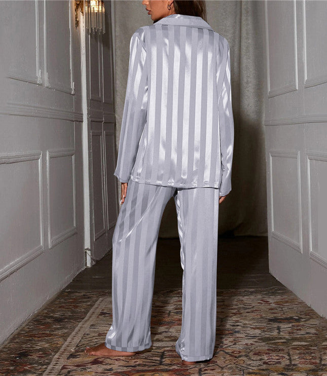 Women's Striped Two-Piece Pajamas in Satin