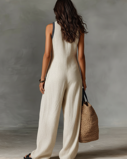 Women Summer Sleeveless Linen Blend Jumpsuit - product image 3