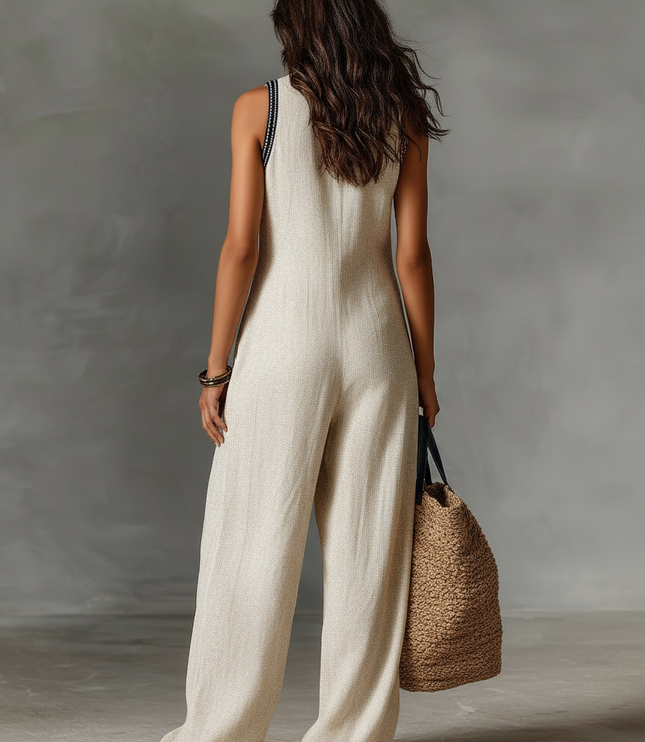 Women Summer Sleeveless Linen Blend Jumpsuit - product image 3