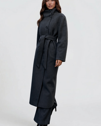 Women's Tailored Longline Stand Collar Winter Coat