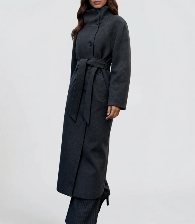 Women's Tailored Longline Stand Collar Winter Coat