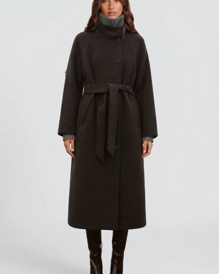 Women's Tailored Longline Stand Collar Winter Coat