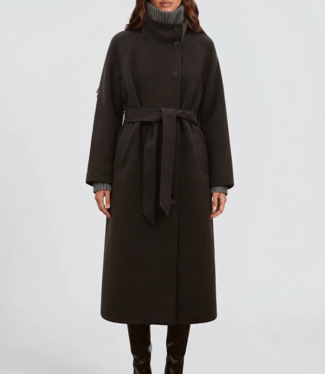 Women's Tailored Longline Stand Collar Winter Coat
