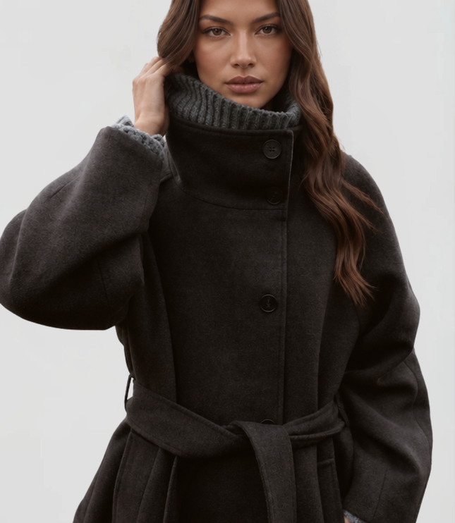 Women's Tailored Longline Stand Collar Winter Coat