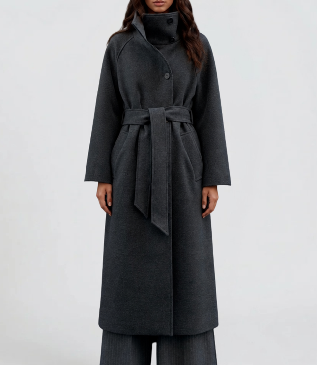 Women's Tailored Longline Stand Collar Winter Coat