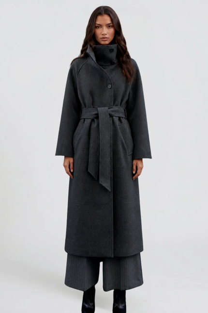 Women's Tailored Longline Stand Collar Winter Coat