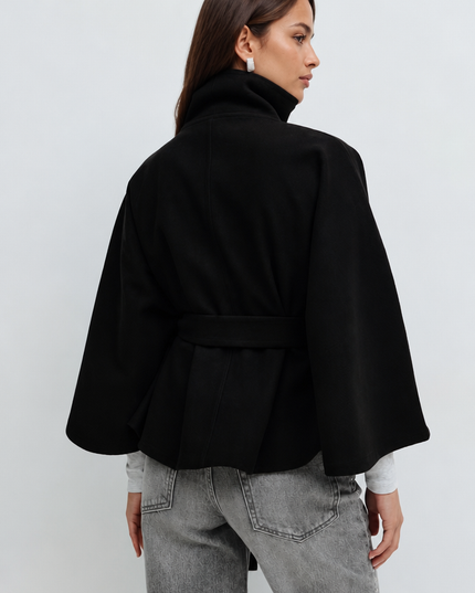 Women's Tailored Wool Cape Sleeve Short Winter Coat