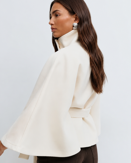 Women's Tailored Wool Cape Sleeve Short Winter Coat