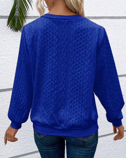Women's Textured Knit Sweater with a Quarter-Zip Collar