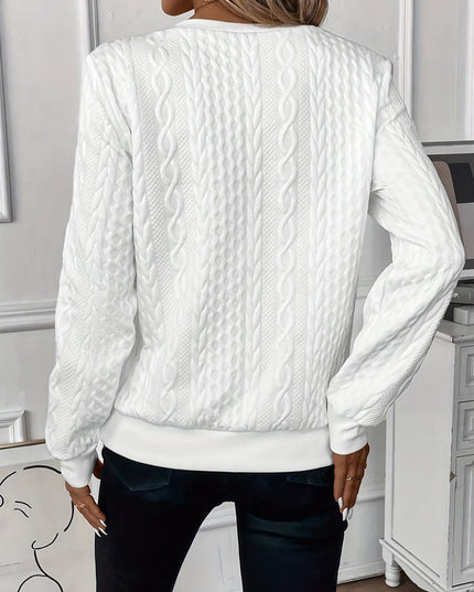 Women's Textured Knit Sweater with a Quarter-Zip Collar