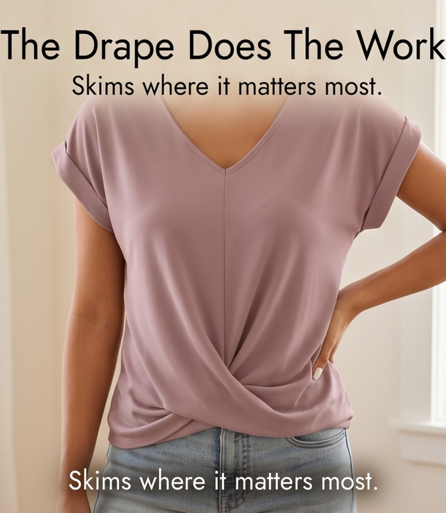 Women's Twist Knot Front V-Neck Cap Sleeve Top