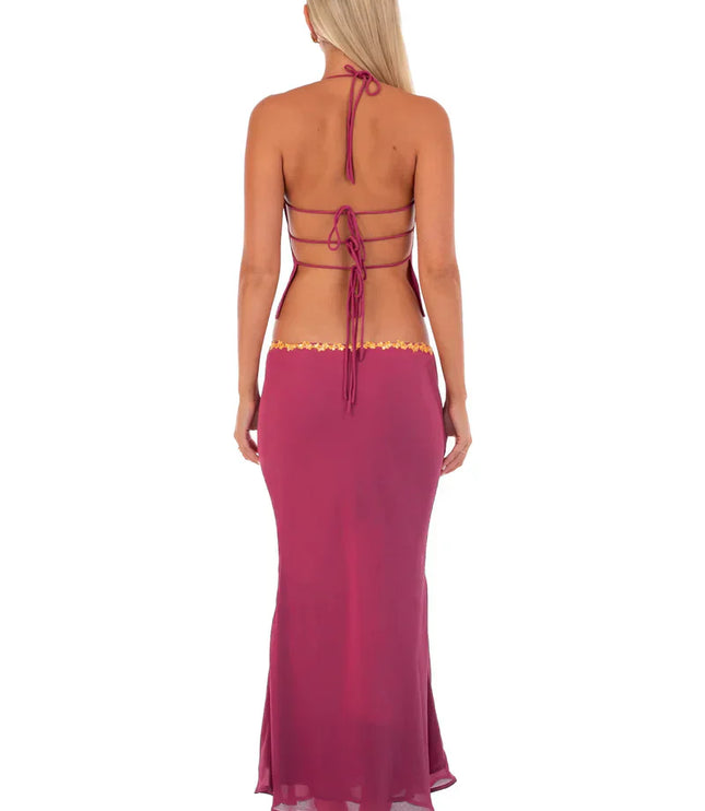 Women's Two Piece Co-ord Crop Top and Skirt Set