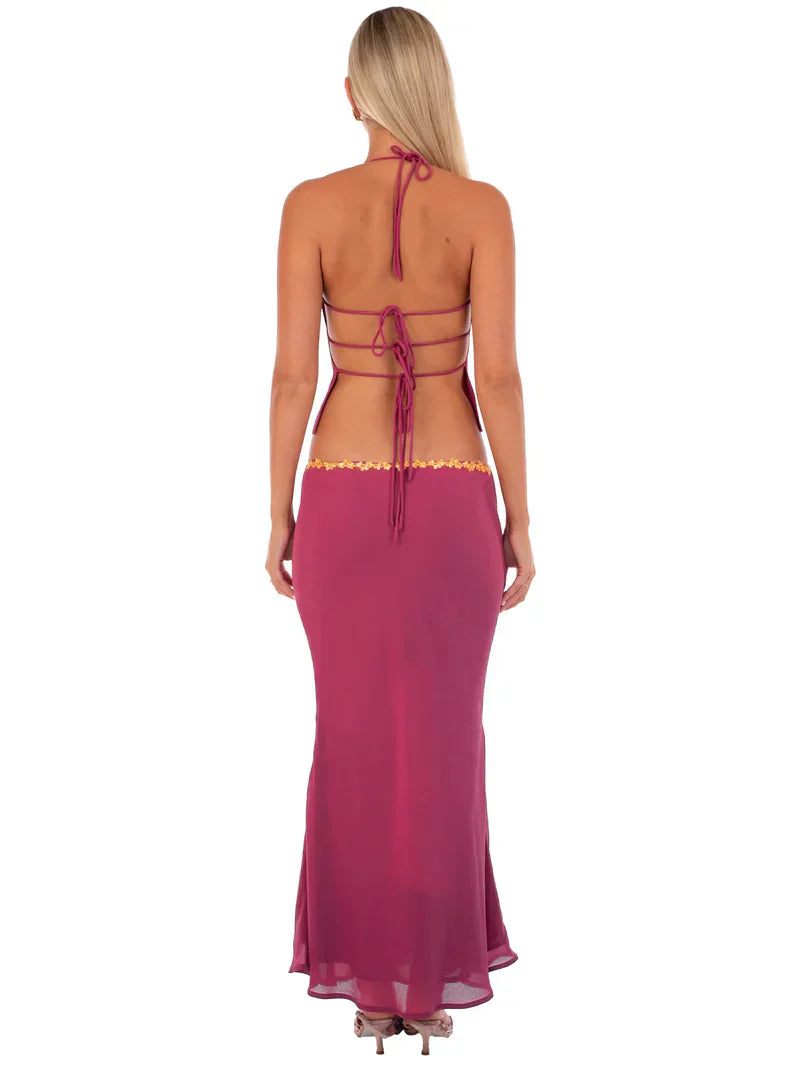 Women's Two Piece Co-ord Crop Top and Skirt Set