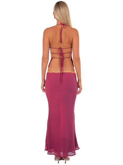 Women's Two Piece Co-ord Crop Top and Skirt Set
