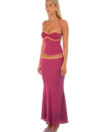 Women's Two Piece Co-ord Crop Top and Skirt Set