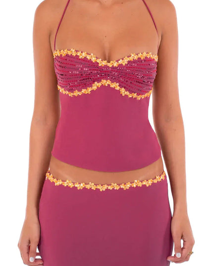 Women's Two Piece Co-ord Crop Top and Skirt Set