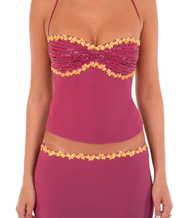 Women's Two Piece Co-ord Crop Top and Skirt Set