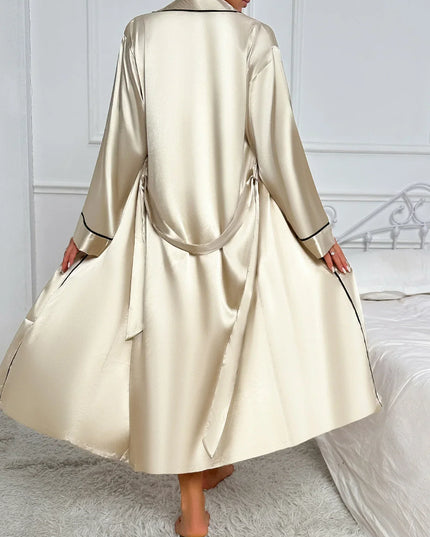 Women's Two-Piece Satin Robe Set with Matching Nightgown