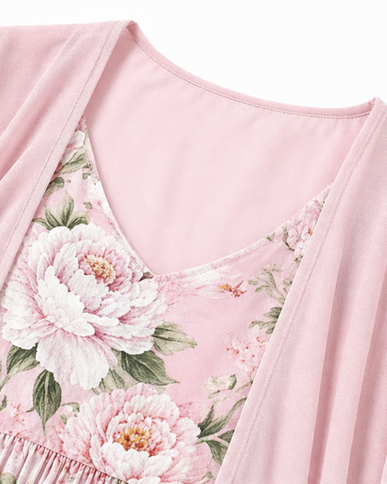 Women's Two-Piece Sheer Duster and Floral Maxi Dress