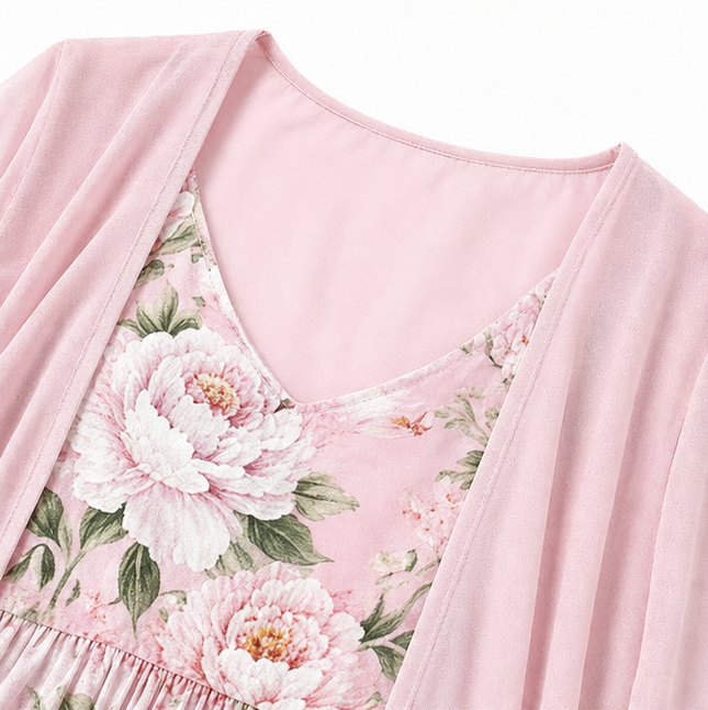Women's Two-Piece Sheer Duster and Floral Maxi Dress