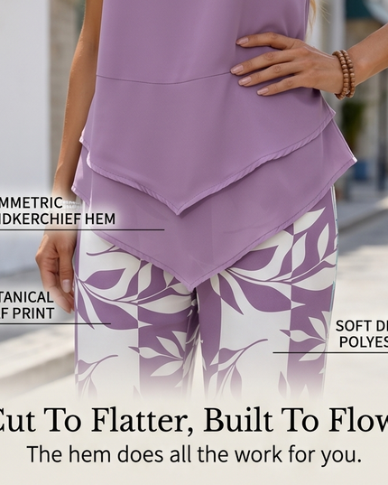 Women's Two-Piece Tunic Top and Wide Leg Pants Set