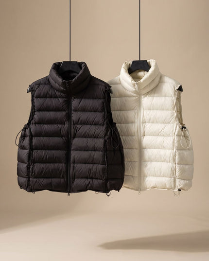Women's Two-Way Zip Stand Collar Quilted Puffer Vest