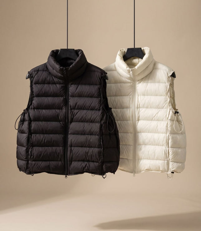 Women's Two-Way Zip Stand Collar Quilted Puffer Vest