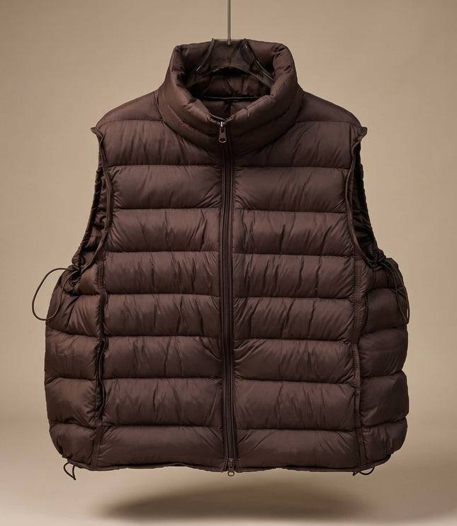 Women's Two-Way Zip Stand Collar Quilted Puffer Vest