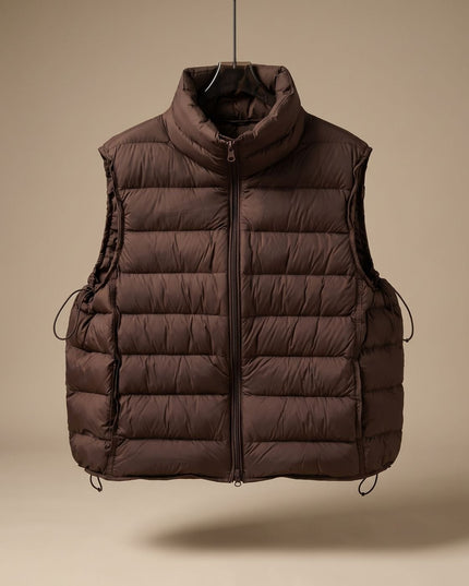 Women's Two-Way Zip Stand Collar Quilted Puffer Vest