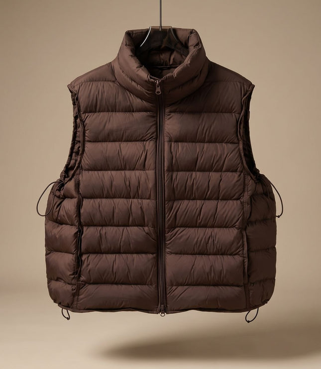 Women's Two-Way Zip Stand Collar Quilted Puffer Vest
