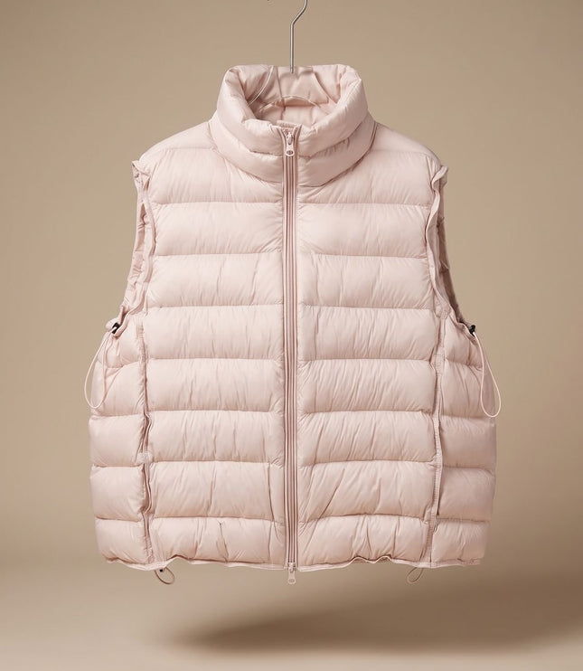 Women's Two-Way Zip Stand Collar Quilted Puffer Vest
