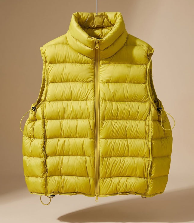 Women's Two-Way Zip Stand Collar Quilted Puffer Vest