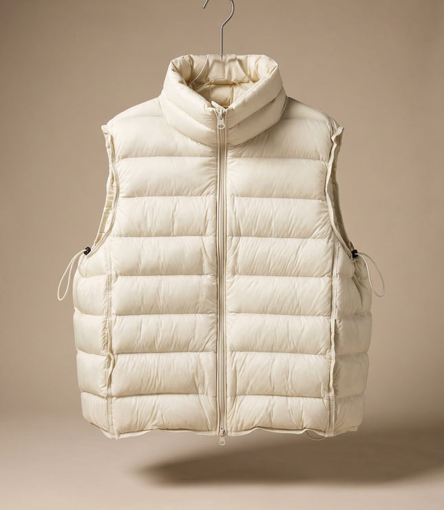 Women's Two-Way Zip Stand Collar Quilted Puffer Vest