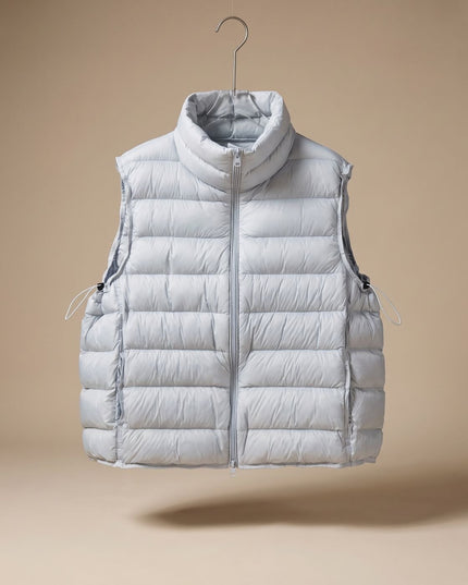 Women's Two-Way Zip Stand Collar Quilted Puffer Vest