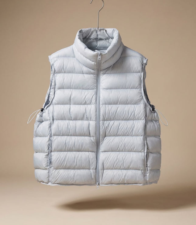 Women's Two-Way Zip Stand Collar Quilted Puffer Vest