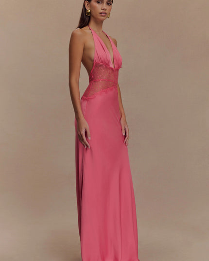 Women's V-Neck Polka Dot Summer Wedding Guest Maxi Dress