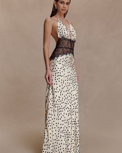 Women's V-Neck Polka Dot Summer Wedding Guest Maxi Dress
