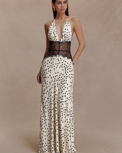Women's V-Neck Polka Dot Summer Wedding Guest Maxi Dress