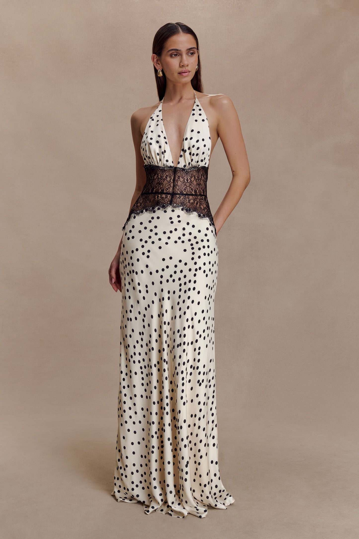Women's V-Neck Polka Dot Summer Wedding Guest Maxi Dress