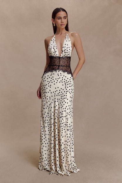 Women's V-Neck Polka Dot Summer Wedding Guest Maxi Dress